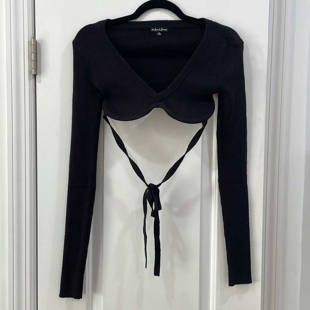 For love & lemons cropped black sweater